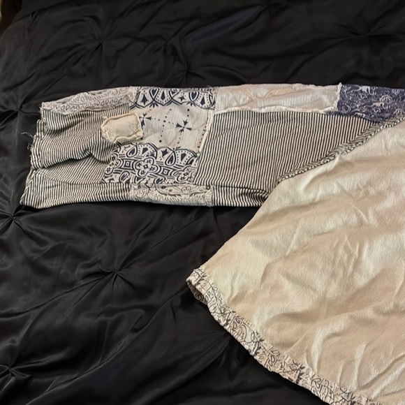 Bohemian Beige and Blue Women's Top - Picture 7 of 10